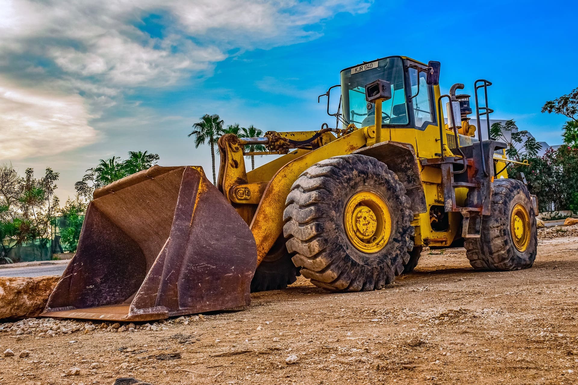 Heavy equipment operating on a job site